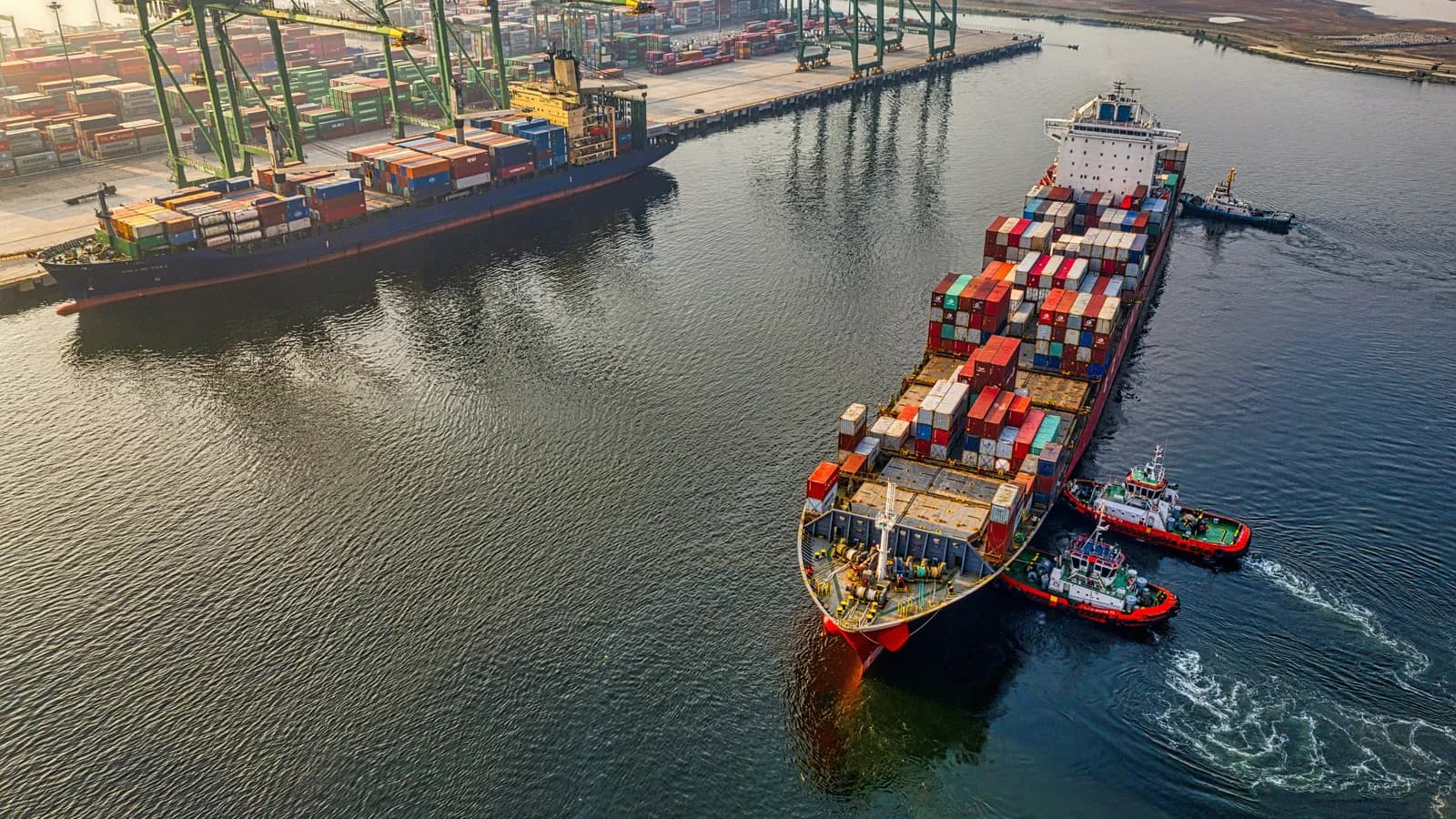 Cargo ship at sea, representing maritime and shipping interpreting