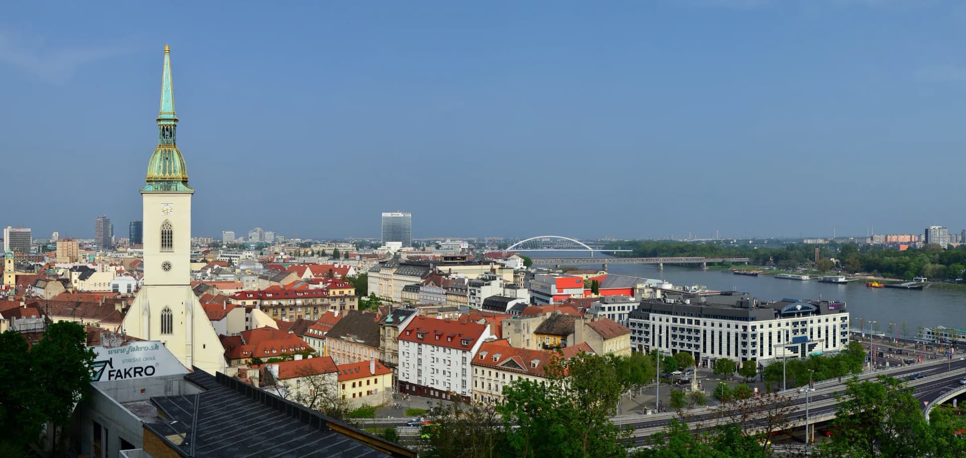 Panoramic view of Bratislava on the Danube