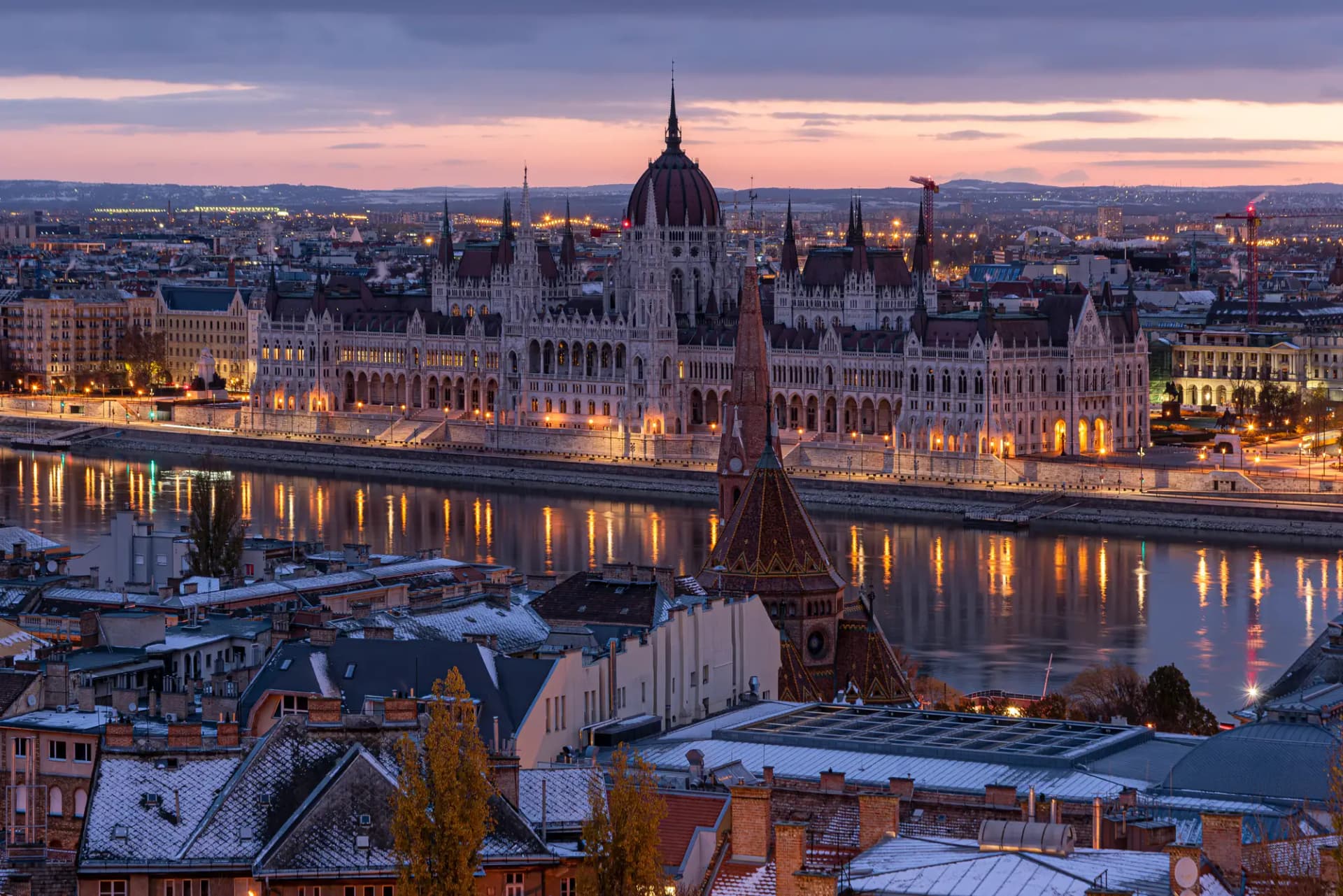 Hungarian Parliament Building across the Danube in Budapest