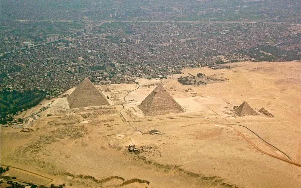 Aerial view of the Giza pyramids