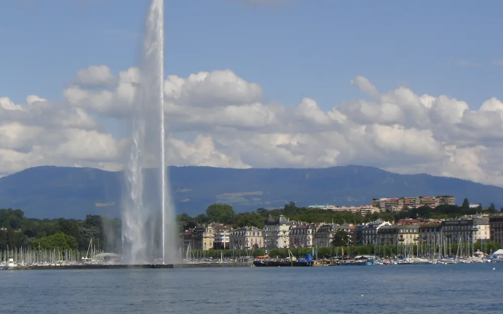 The Jet d'Eau fountain on Lake Geneva