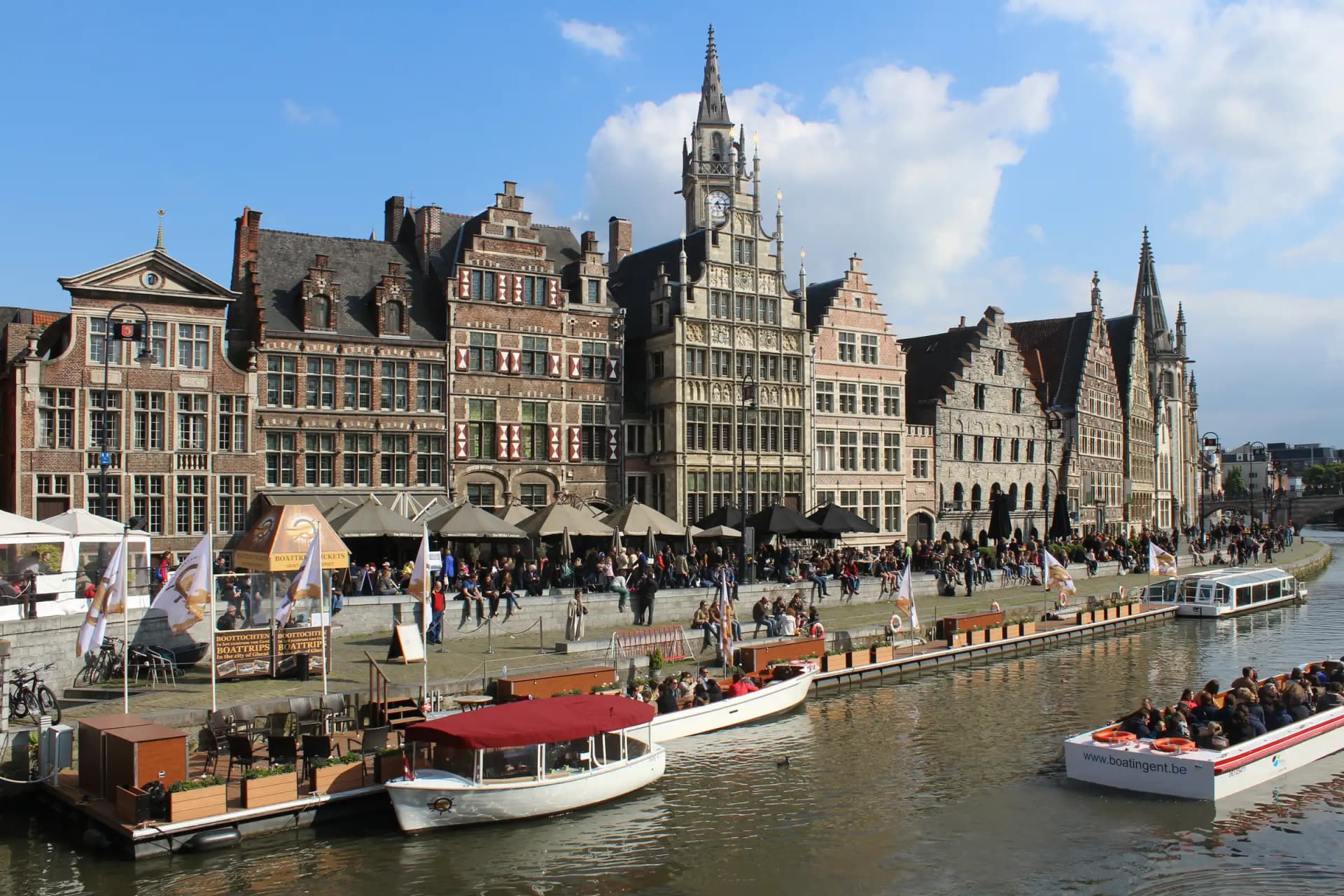 Graslei quay in Ghent with historic guild houses