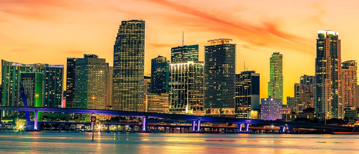 Miami skyline at summer sunset