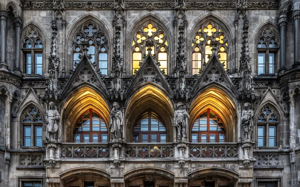 The Neues Rathaus facade on Marienplatz, Munich