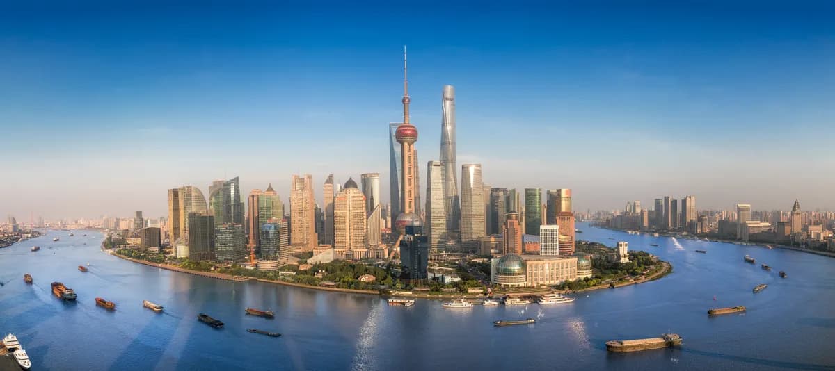 Shanghai skyline with the Pudong skyscrapers
