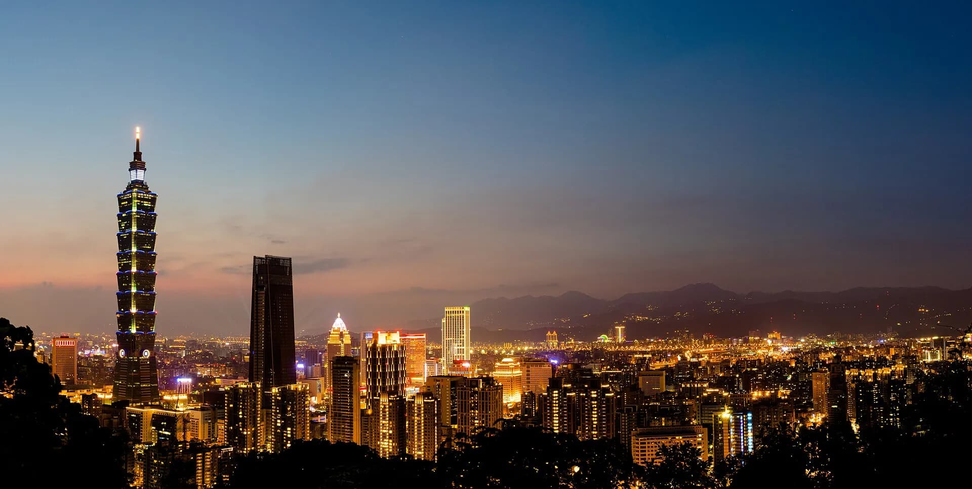 Taipei skyline at sunset