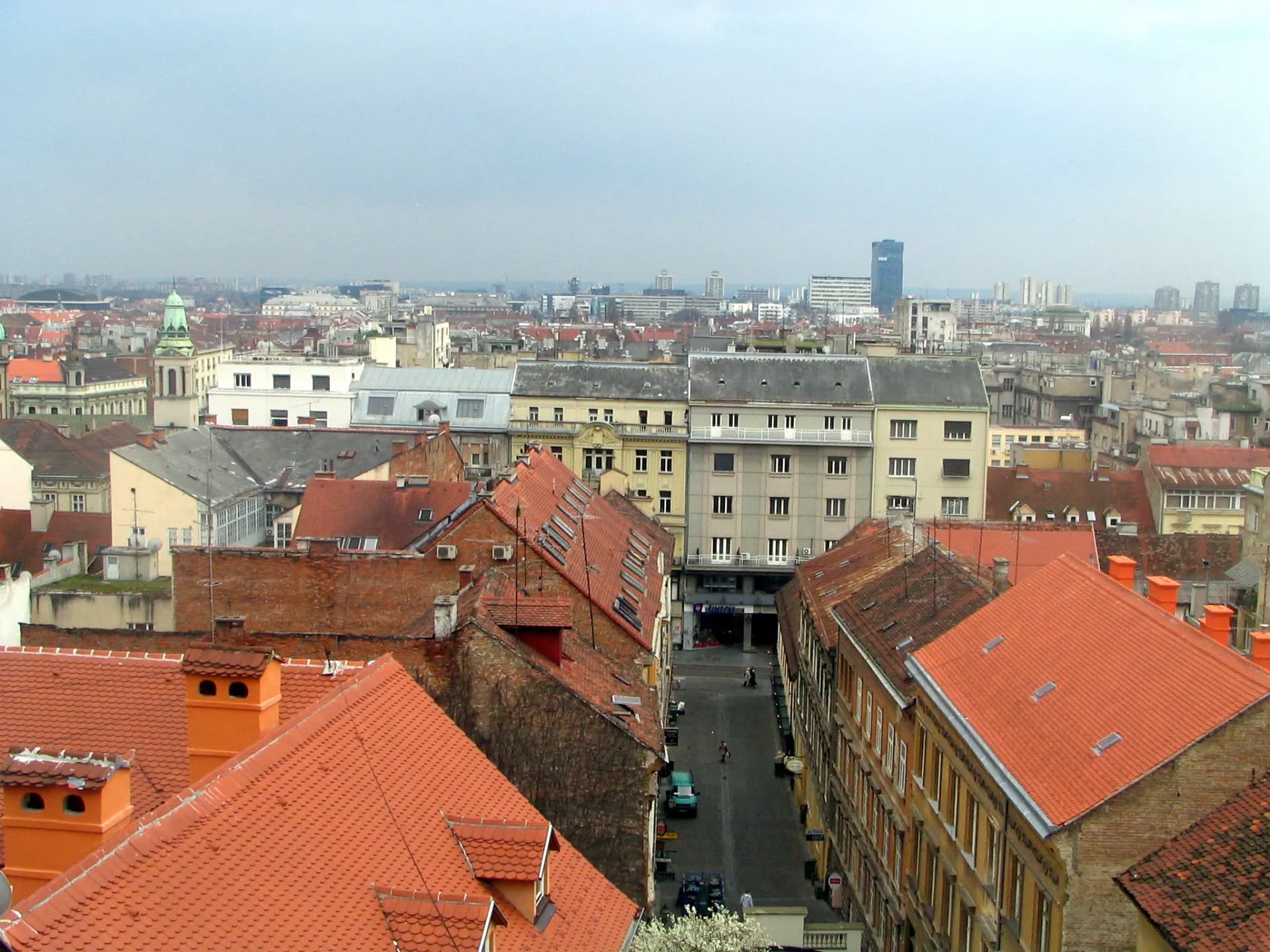Panorama of Zagreb's cathedral and rooftops