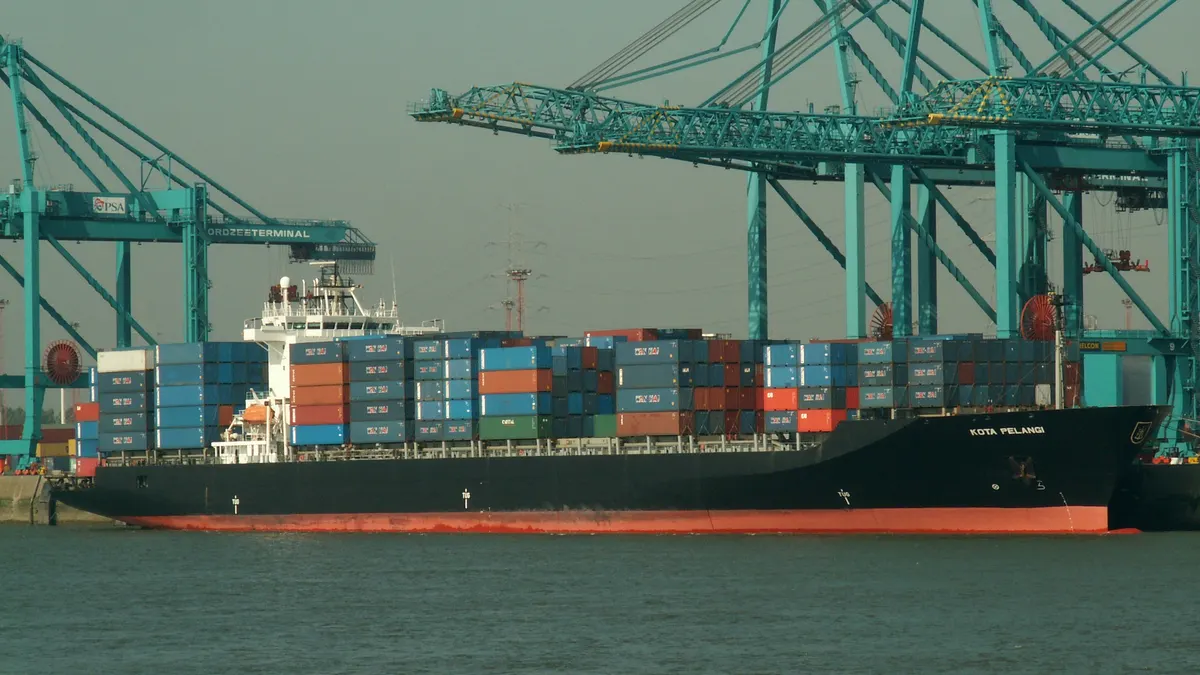 Container ship at the Port of Antwerp