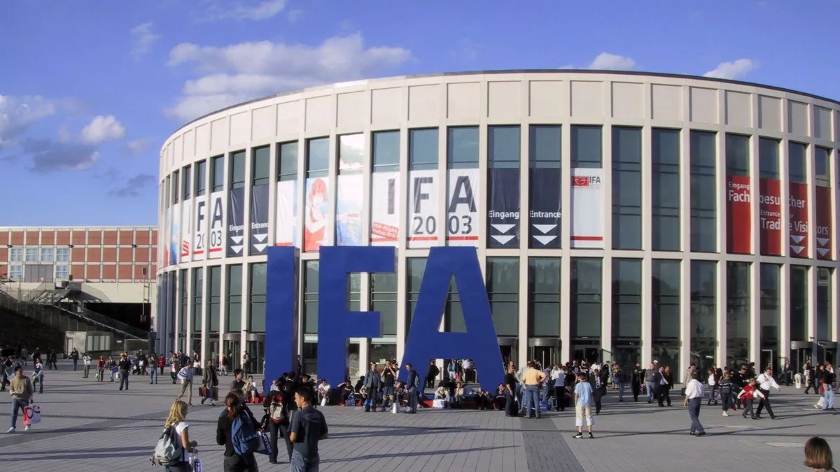 South entrance of the Messe Berlin exhibition grounds during a trade fair