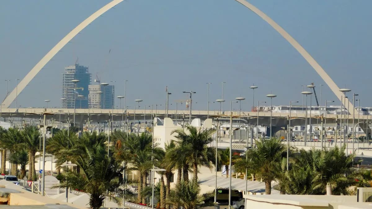 Lusail Marina interchange arch in Lusail, north of Doha