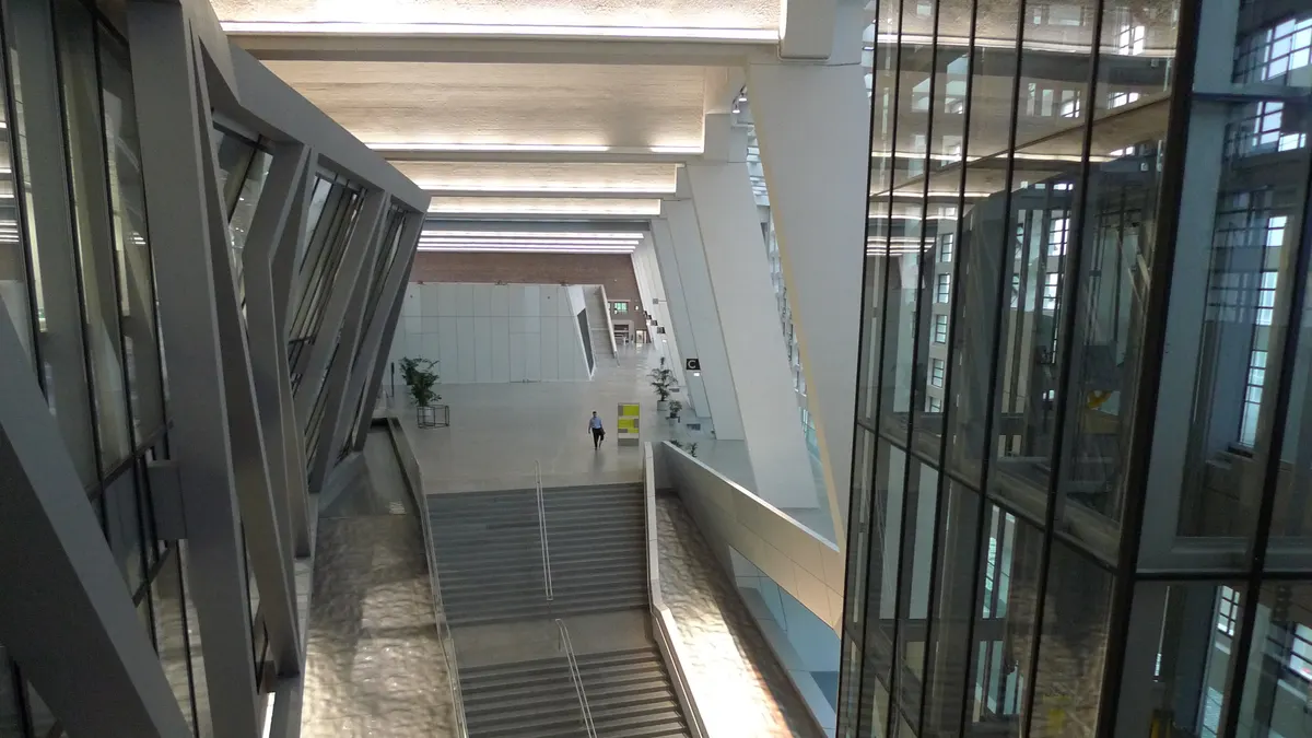 Interior of the Grossmarkthalle, converted for the European Central Bank headquarters in Frankfurt