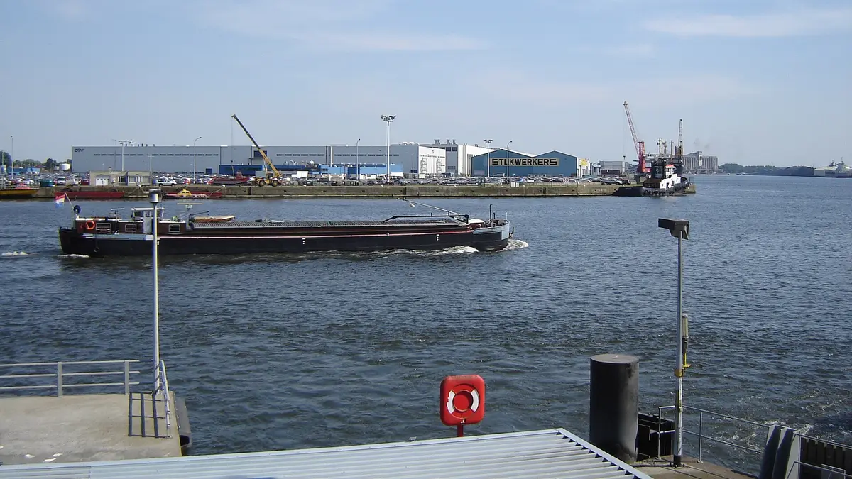 Cargo barge on the Ghent-Terneuzen canal, part of the North Sea Port zone