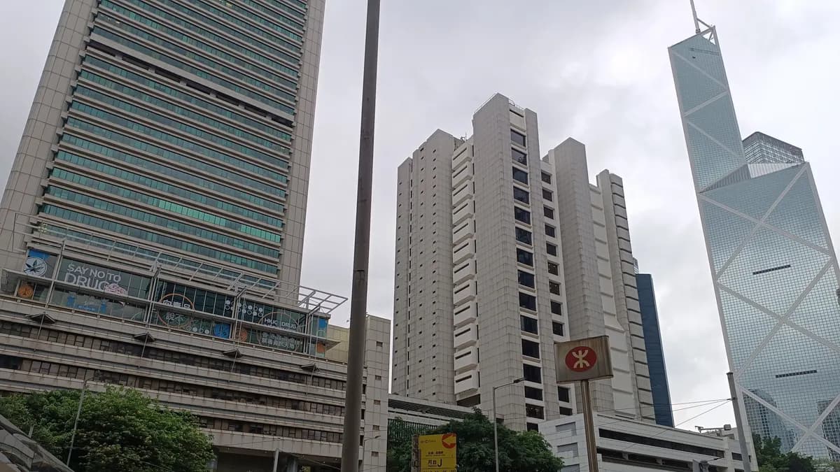 Queensway in Admiralty, near the High Court and the Bank of China Tower, Hong Kong