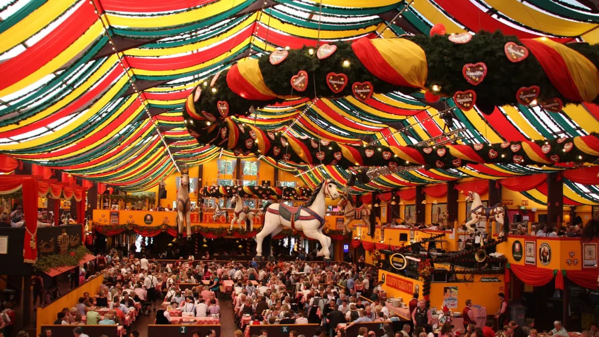 Inside a festival tent at the Munich Oktoberfest