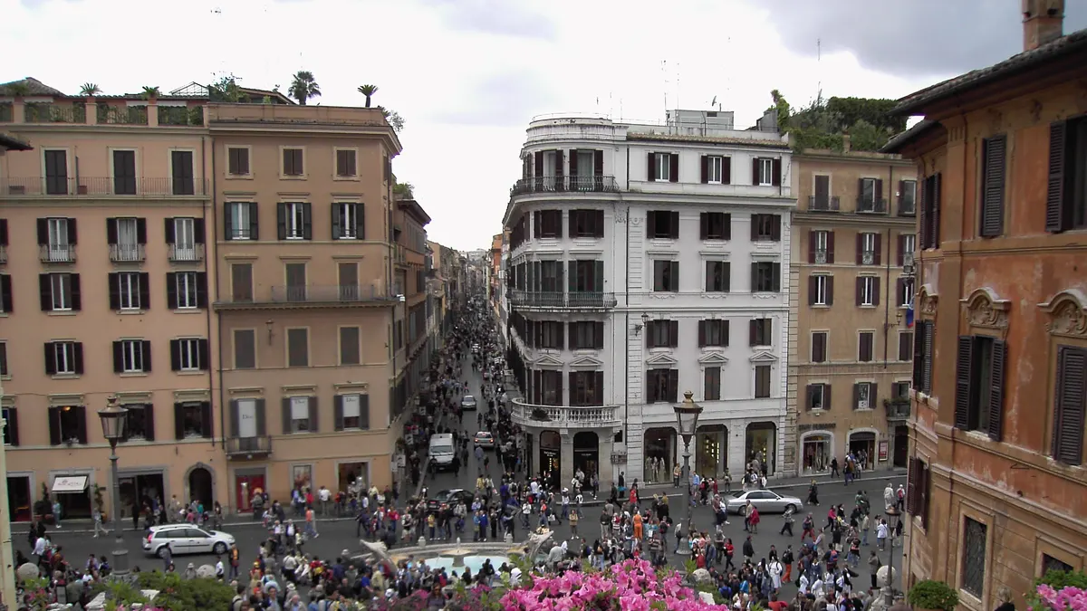 Via Condotti seen from the Spanish Steps, Rome