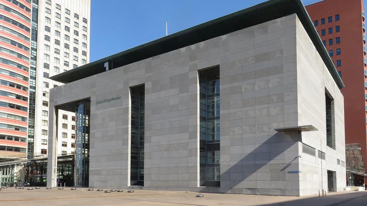 The Rechtbank Rotterdam court building on the Wilhelminaplein