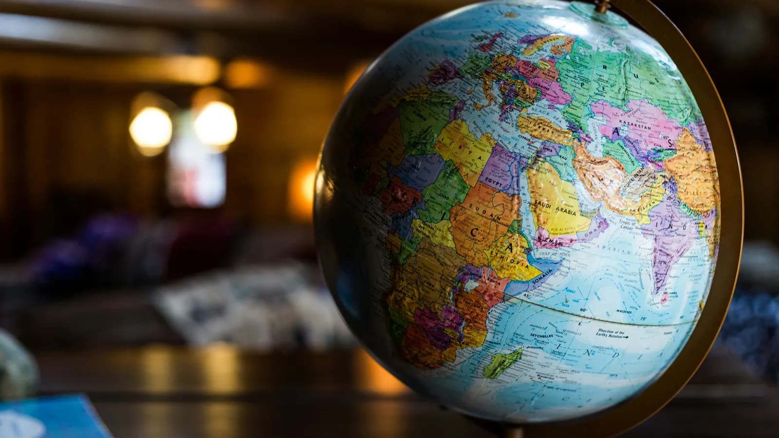 A desk globe, representing broad language coverage for telephone interpreting