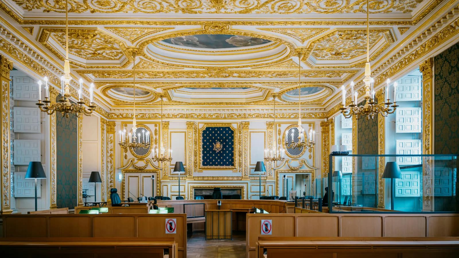 Historic courtroom, representing court interpreting