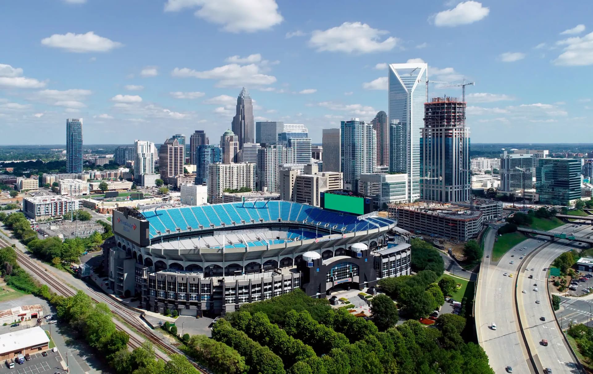 Uptown Charlotte skyline aerial view