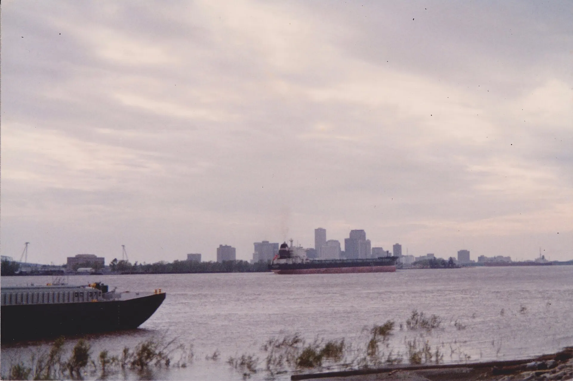 New Orleans skyline viewed from the Lower Ninth Ward riverfront