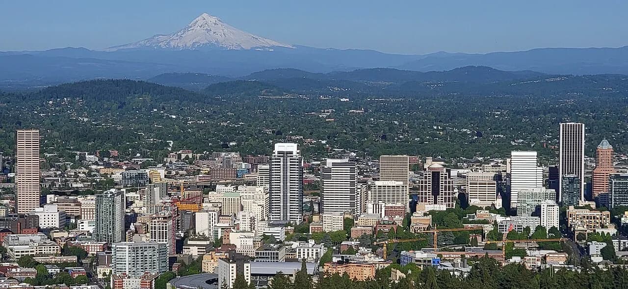 Portland skyline viewed from Pittock Mansion