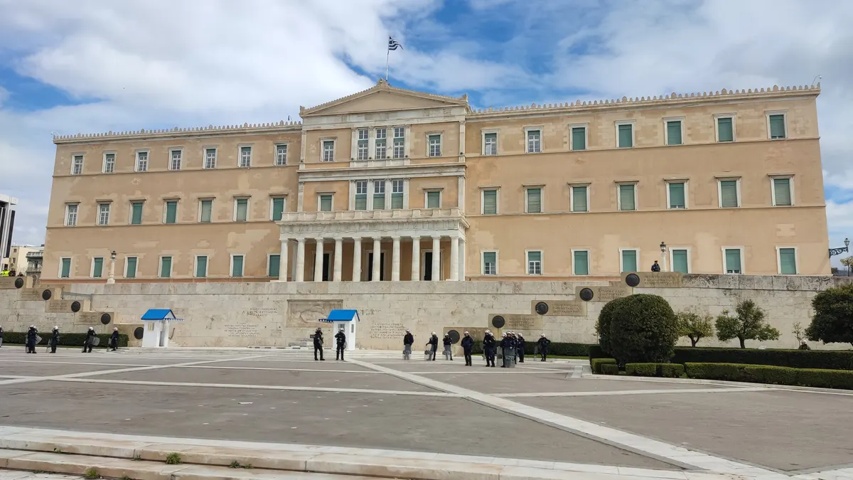 The Hellenic Parliament building on Syntagma Square, Athens