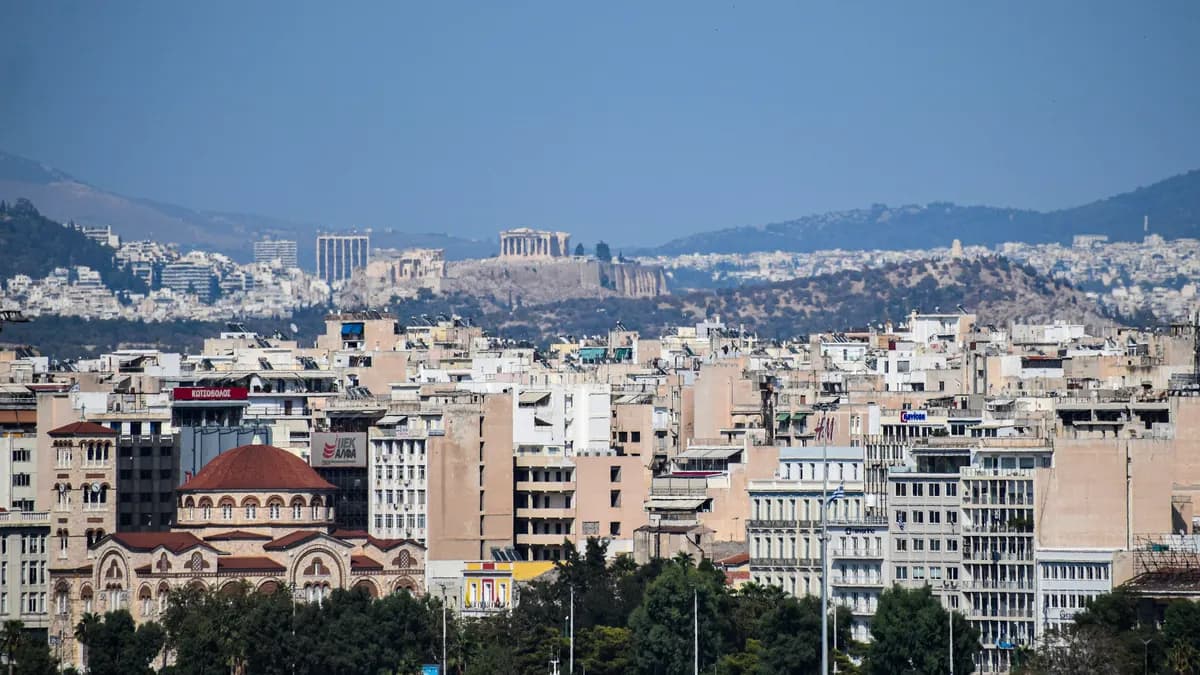 Piraeus waterfront and the Hagia Triada cathedral seen from the port