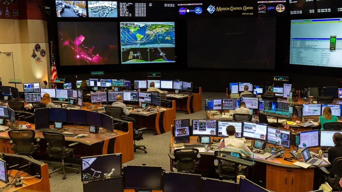 Mission Control at NASA Johnson Space Center, Houston