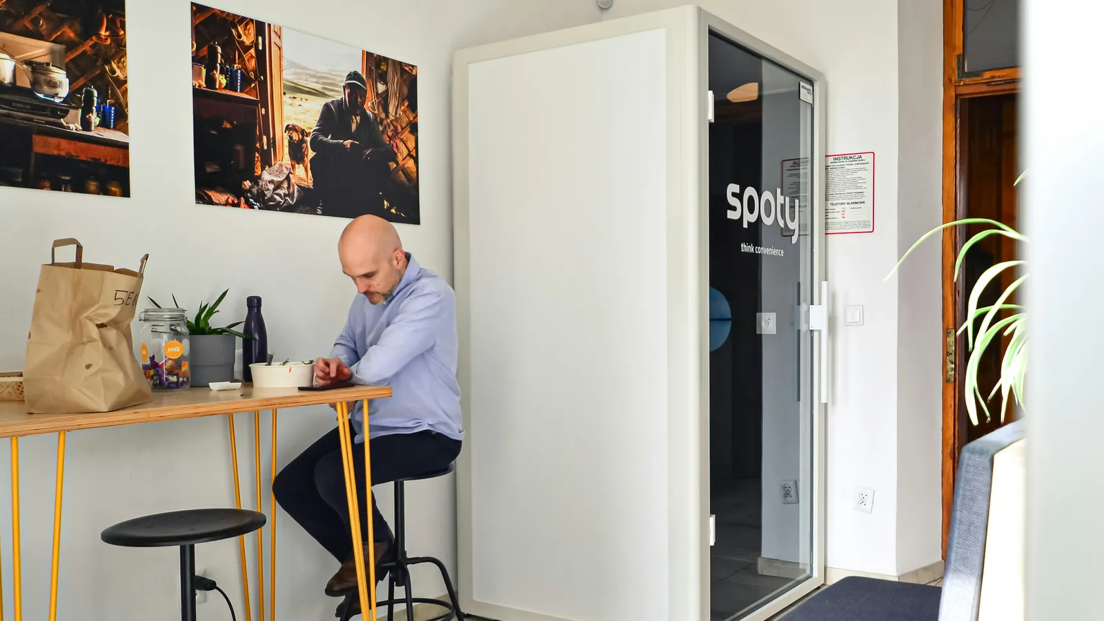 Acoustic booth, representing a sound-isolated interpreting booth