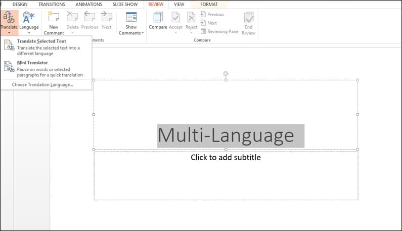 Prepare for a multi-language powerpoint presentation