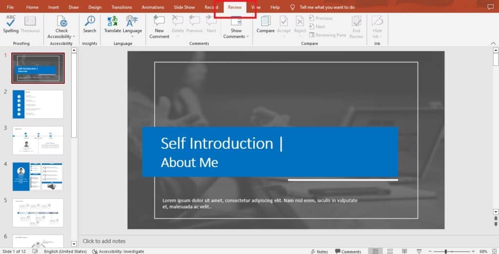 PowerPoint additional language options panel