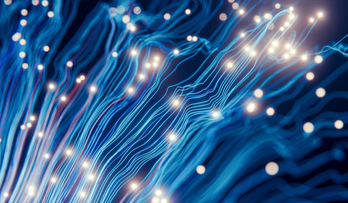 A close-up of an illuminated computer circuit board