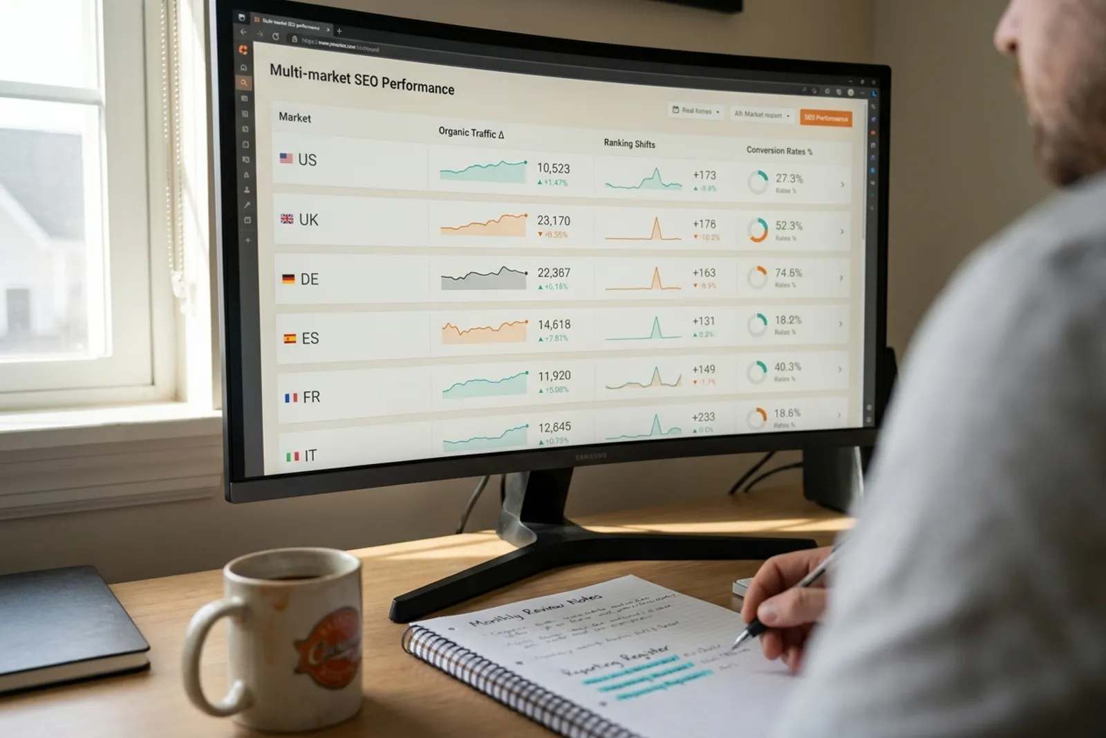 A multi-market reporting dashboard comparing campaign performance by country