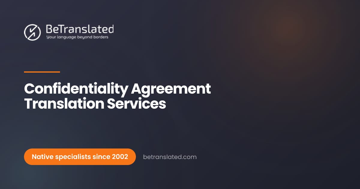 Confidentiality Agreement Translation Services